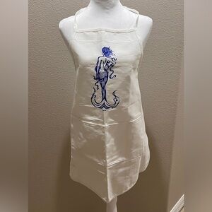 Mermaid Print Apron in Cream and Blue
